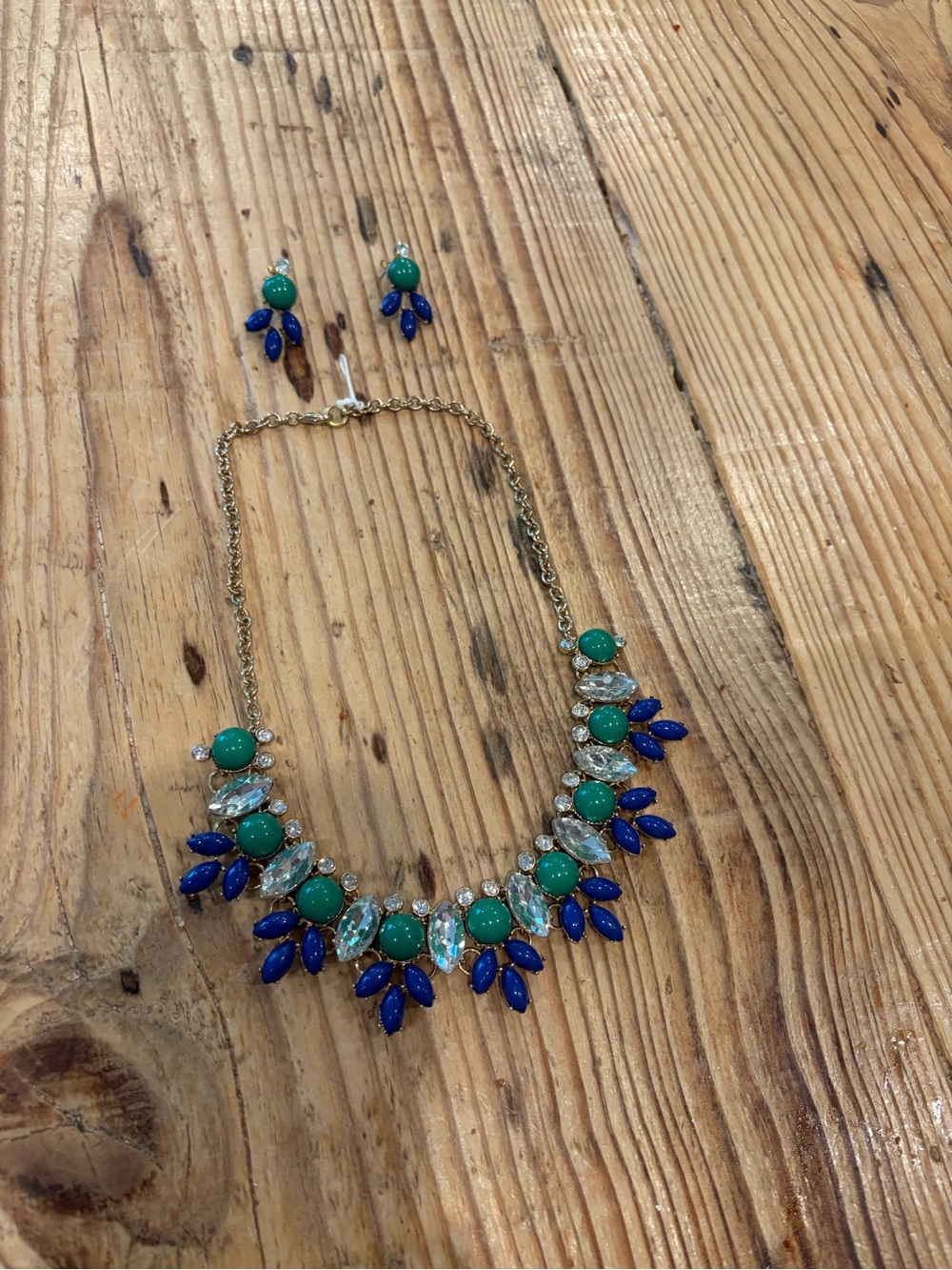 Simply Vera Vera Wang Gold-Tone Necklace with Green and Blue Stones and Earrings